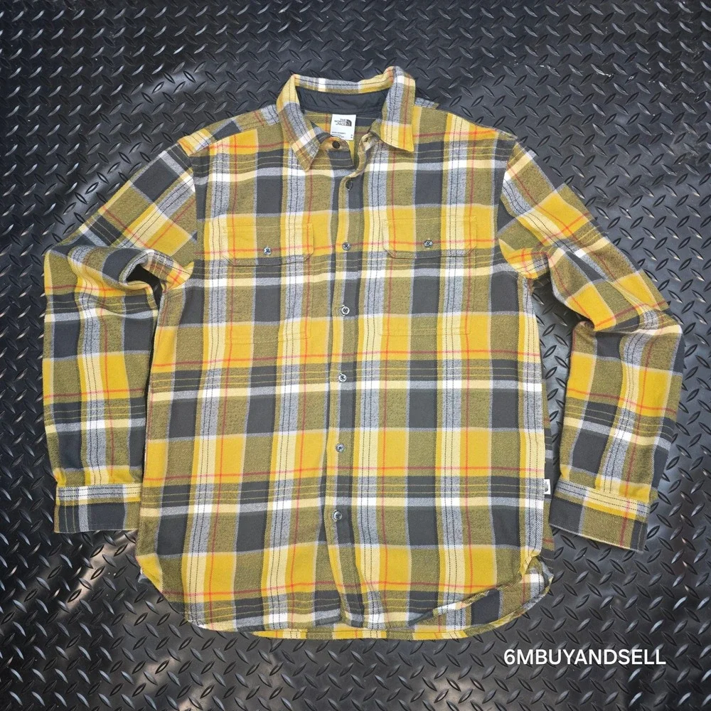 The‎ North Face Arroyo Flannel Shirt Mens Medium Yellow Plaid NF0A4QPJ F22